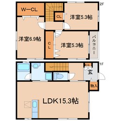 静岡駅 バス8分  石田消防署前下車：停歩2分 1-2階の物件間取画像